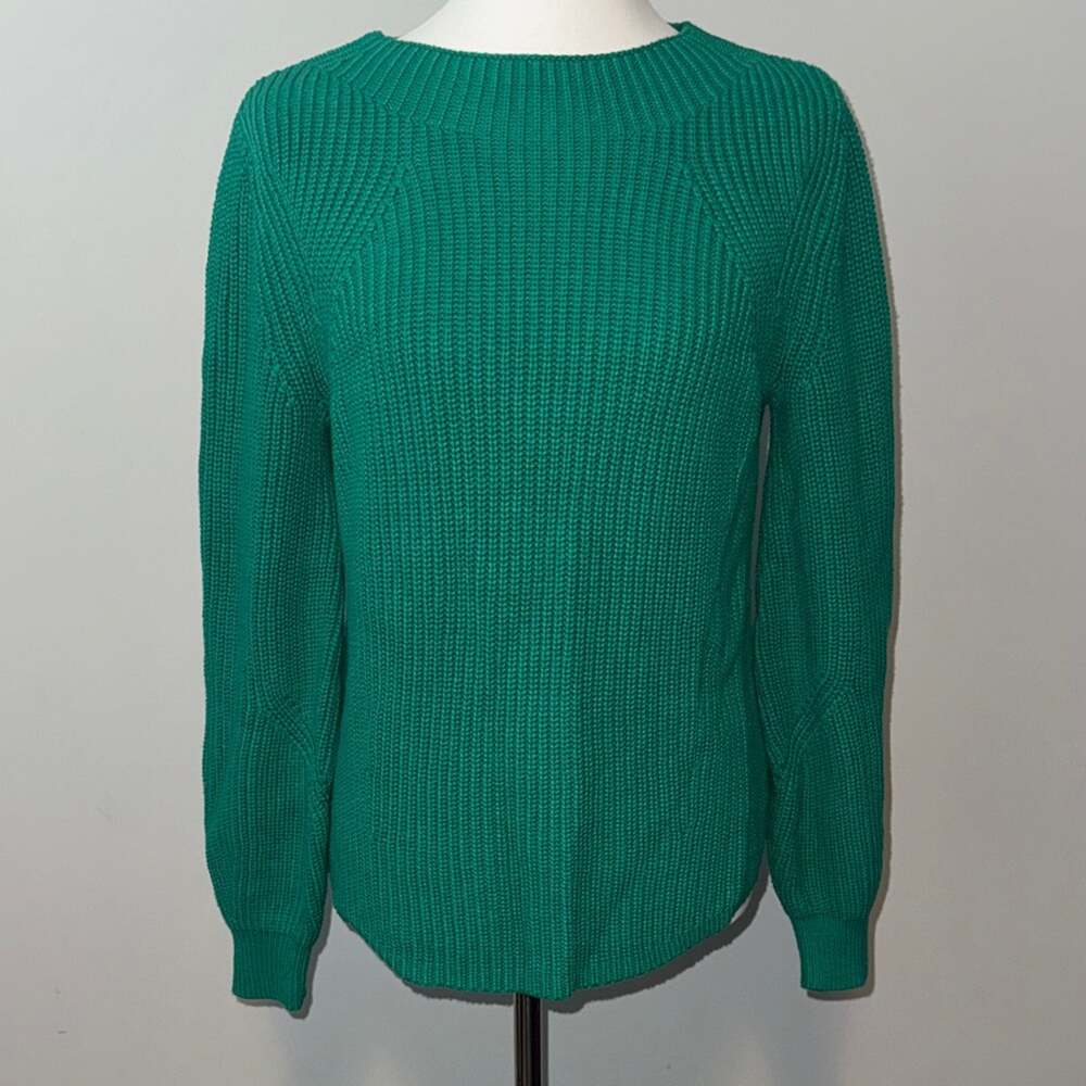 GAP Shaker Stitch Crewneck Deluxe Green Knit Sweater Women's Small